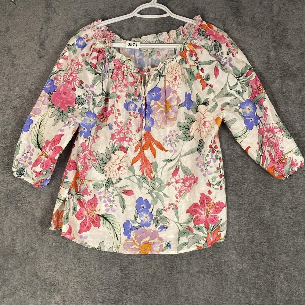 Hester And Orchard Small Linen Floral Top Cottage Core Boho